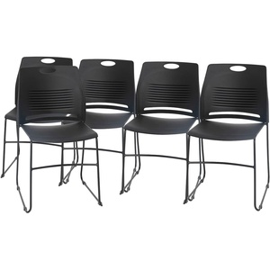 image:imageFlash Furniture HERCULES Series Set of 5 Commercial Stack Chair  660 lb Capacity  Durable Navy Perforated Plastic Back  Black Powder Coated Steel Sled BaseBlack
