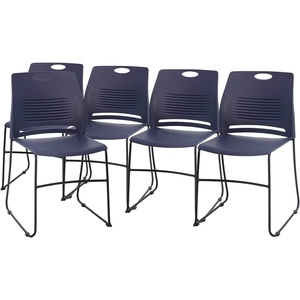 image:imageFlash Furniture HERCULES Series Set of 5 Commercial Stack Chair  660 lb Capacity  Durable Navy Perforated Plastic Back  Black Powder Coated Steel Sled BaseNavy