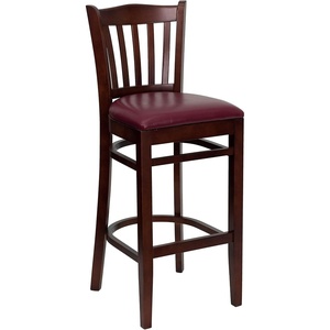 image:imageFlash Furniture HERCULES Series Vertical Slat Back Mahogany Wood Restaurant BarstoolBurgundy Vinyl SeatMahogany Wood Frame