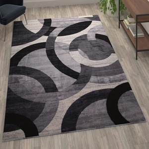 image:imageFlash Furniture Harken Collection 6 x 9 Geometric Area Rug  Black and Gray Olefin Facing  Jute Backing  Living Room or Bedroom