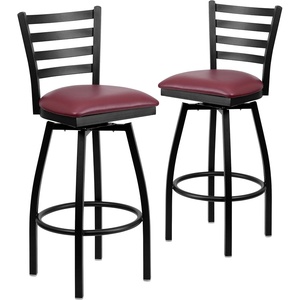 image:imageFlash Furniture Hercules Series Ladder Back Swivel Barstool Commercial Grade Modern Metal Bar Stool with Padded 360Degree Swivel Seat BlackBurgundy Vinyl SeatBlack Metal Frame