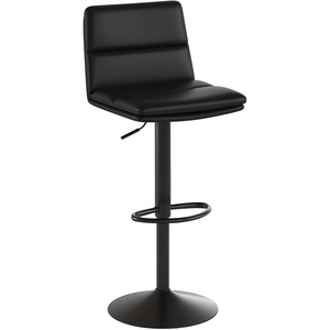 image:imageFlash Furniture Hughes Set of 2 Modern Commercial Grade Barstools  Black LeatherSoft Upholstery  Adjusts from Counter to Bar Height  MidBack  Channel StitchingBlackBlack