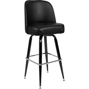 image:imageFlash Furniture James Commercial Grade Metal Barstool with Swivel Bucket Seat Vinyl Upholstered Seat Tubular Footrest Weathered BrownBlack