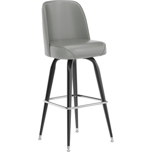 image:imageFlash Furniture James Commercial Grade Metal Barstool with Swivel Bucket Seat Vinyl Upholstered Seat Tubular Footrest Weathered BrownGrey
