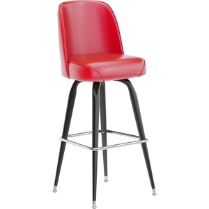 image:imageFlash Furniture James Commercial Grade Metal Barstool with Swivel Bucket Seat Vinyl Upholstered Seat Tubular Footrest Weathered BrownRed