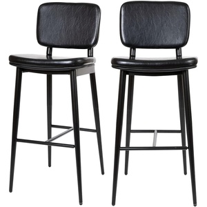 image:imageFlash Furniture Kenzie Commercial Grade MidBack Barstools  Brown LeatherSoft Upholstery  Black Iron Frame with Integrated Footrest  Set of 2Black