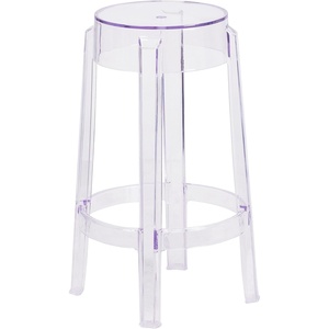 image:imageFlash Furniture Laney 2575 IndoorOutdoor Counter Height Transparent Dining Stool with Foot Ring Stackable Ghost Counter Height Stool Transparent  Counter Height Durable Construction Commercial Use