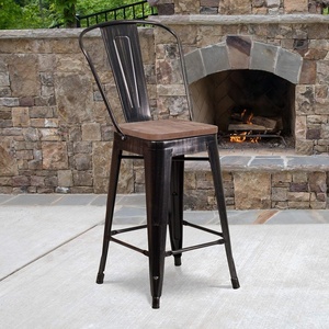image:imageFlash Furniture Lily 24 High Orange Metal Counter Height Stool with Back and Wood SeatBlackantique Gold