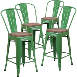 image:imageFlash Furniture Lily 24 High Orange Metal Counter Height Stool with Back and Wood SeatGreen
