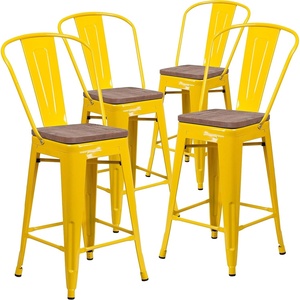 image:imageFlash Furniture Lily 24 High Orange Metal Counter Height Stool with Back and Wood SeatYellow