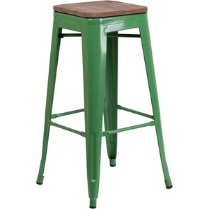 image:imageFlash Furniture Lily 30 High Backless Black Metal Barstool with Square Wood SeatGreen