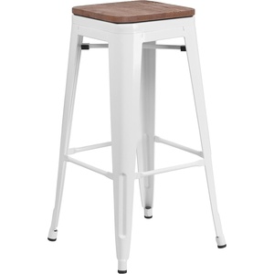 image:imageFlash Furniture Lily 30 High Backless Black Metal Barstool with Square Wood SeatWhite