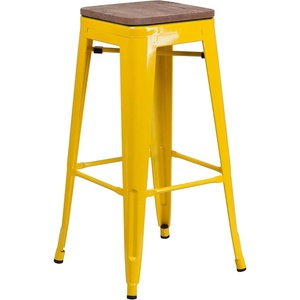 image:imageFlash Furniture Lily 30 High Backless Black Metal Barstool with Square Wood SeatYellow
