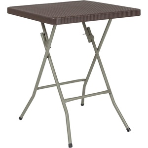 image:imageFlash Furniture Linburgh Commercial Grade 195Foot Square Brown Rattan Plastic Folding Table