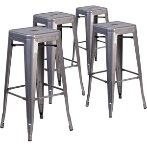 image:imageFlash Furniture Lincoln 30 High Backless Clear Coated Metal Indoor Barstool with Square SeatSet of 4