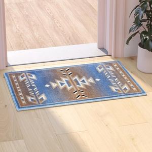 image:imageFlash Furniture Lodi Collection Southwestern Area Rug  Low Pile Brown Olefin Rug  2 x 3 Area Rug  Jute Backing  Hallway Entryway Bedroom Living RoomBlue