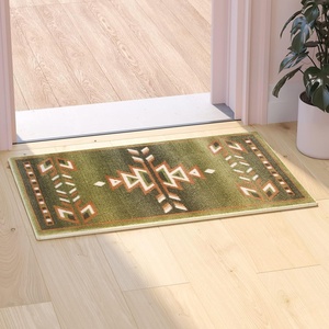 image:imageFlash Furniture Lodi Collection Southwestern Area Rug  Low Pile Brown Olefin Rug  2 x 3 Area Rug  Jute Backing  Hallway Entryway Bedroom Living RoomGreen