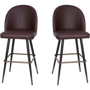 image:imageFlash Furniture Lyla Commercial Grade Modern Armless Barstools  Black LeatherSoft Upholstery  30 Barstool  Contoured Backrest  Steel Frame amp Footrest  Set of 2Brown Leathersoft