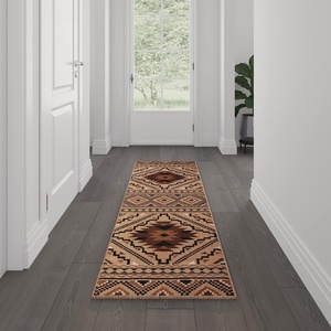image:imageFlash Furniture Marana Collection Southwestern Style Area Rug  Brown Olefin Accent Rug  5 x 7  Cotton Backing  Entryway Living Room BedroomBrown