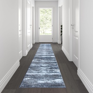 image:imageFlash Furniture Marian Collection Area Rug  Distressed Turquoise Olefin Rug with Jute Backing  3 x 16  Entryway Living Room BedroomGrey