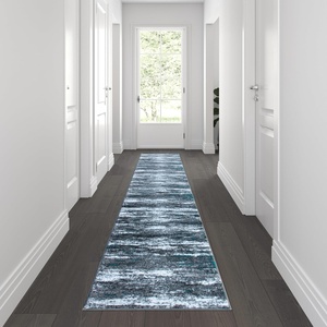 image:imageFlash Furniture Marian Collection Area Rug  Distressed Turquoise Olefin Rug with Jute Backing  3 x 16  Entryway Living Room BedroomTurquoise