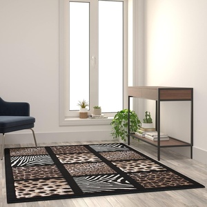 image:imageFlash Furniture Menagerie Collection Animal Print Area Rug  Olefin Area Rug with Cheetah Leopard Zebra and Giraffe Design  5 x 7  Individually Raised Squares52 x 74 Rectangular