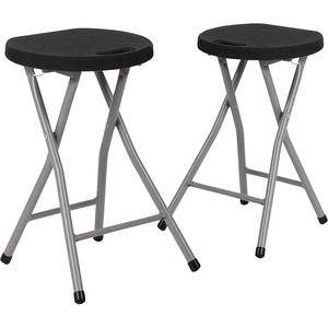 image:imageFlash Furniture Micah Foldable Stool with Black Plastic Seat and Titanium Gray Frameset of 2