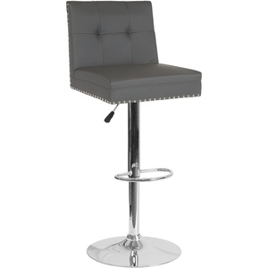 image:imageFlash Furniture Ravello Contemporary Adjustable Height Barstool with Accent Nail Trim in Brown FabricGray Leathersoft