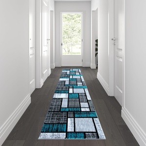 image:imageFlash Furniture Raven Collection Olefin Area Rug  Turquoise Color Bricked Pattern  2 x 11  Jute Backing  Entryway Living Room Bedroom25 x 11 Rectangular