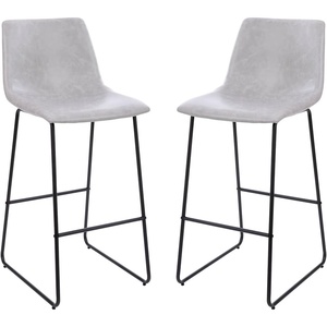 image:imageFlash Furniture Reagan 30 LeatherSoft Barstools with Footrest MidCentury Modern Bucket Style Bar Height Stools Set of 2 Light Gray