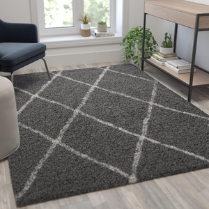 image:imageFlash Furniture Roxy Shag Style Diamond Trellis Area Rug  5 x 7  IvoryCharcoalIvory