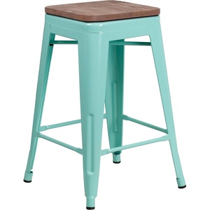 image:imageFlash Furniture Sinclair 24 High Backless Mint Green Counter Height Stool with Square Wood SeatMint Green