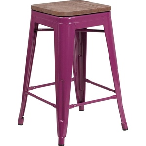 image:imageFlash Furniture Sinclair 24 High Backless Mint Green Counter Height Stool with Square Wood SeatPurple