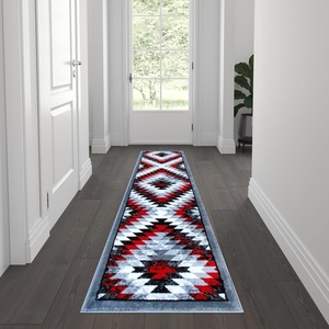 image:imageFlash Furniture Teagan Collection Southwestern Style Area Rug  Olefin Red Accent Rug  5 x 7  Jute Backing  Entryway Living Room BedroomRed