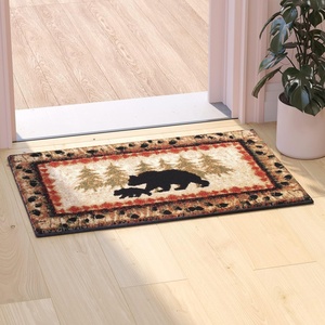 image:imageFlash Furniture Ursus Collection Rustic Lodge Wandering Black Bear amp Cub Area Rug  Olefin Fibers in Brown Beige Black amp Green  2 x 3 Accent Rug  Jute Backing2 x 35 Rectangular