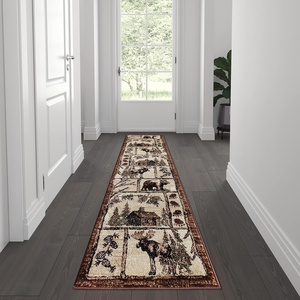 image:imageFlash Furniture Vale Collection Wildlife Area Rug  Rustic Brown Nature Inspired Olefin Rug  2 x 7 Area Rug  Jute Backing  Entryway Living Room BedroomBrown