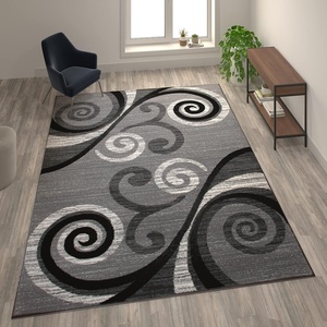 image:imageFlash Furniture Valli Collection Area Rug  High Pile Purple Olefin Rug  5 x 7 Area Rug  Jute Backing  Hallway Entryway Bedroom Living RoomGrey