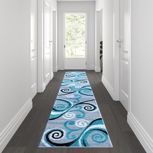 image:imageFlash Furniture Valli Collection Area Rug  High Pile Purple Olefin Rug  5 x 7 Area Rug  Jute Backing  Hallway Entryway Bedroom Living RoomTurquoise