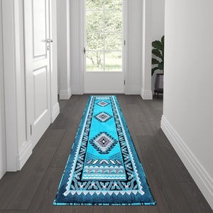 image:imageFlash Furniture Ventana Collection Southwestern Accent Rug  Low Pile Hunter Green Olefin Rug  2x7 Area Rug  Jute Backing  Hallway Entryway Bedroom Living RoomTurquoise