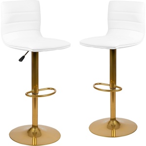 image:imageFlash Furniture Vinyl Swivel Adjustable Bar Stool with Back White 2Pack  Counter Height Modern Pedestal Base Vinyl Upholstery