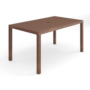 image:imageMartha Stewart Bedford 62 IndoorOutdoor Aluminum Patio Table with Umbrella Hole and Brushed Woodgrain Finish in GrayBrown