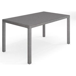 image:imageMartha Stewart Bedford 62 IndoorOutdoor Aluminum Patio Table with Umbrella Hole and Brushed Woodgrain Finish in GrayGrey