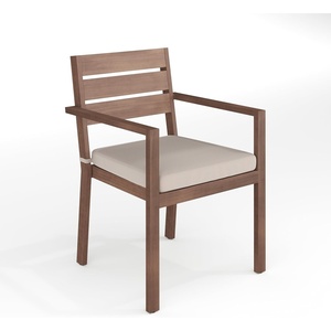 image:imageMartha Stewart Bedford IndoorOutdoor Stackable Aluminum Patio Armchairs with Brushed Woodgrain Finish in Brown and Cream AllWeather Cushions Set of 2Brown