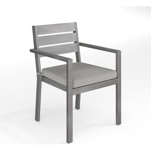 image:imageMartha Stewart Bedford IndoorOutdoor Stackable Aluminum Patio Armchairs with Brushed Woodgrain Finish in Brown and Cream AllWeather Cushions Set of 2Grey