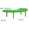 image:imageFlash Furniture 35W x 65L HalfMoon Red Plastic Height Adjustable Activity TableGreen