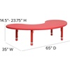 image:imageFlash Furniture 35W x 65L HalfMoon Red Plastic Height Adjustable Activity TableRed