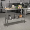 image:imageFlash Furniture 48x24 in Stainless Steel Prep Table  NSF Certified 18 Gauge Galvanized Steel Adjustable Undershelf24 x 48 with Backsplash