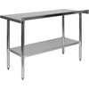 image:imageFlash Furniture 48x24 in Stainless Steel Prep Table  NSF Certified 18 Gauge Galvanized Steel Adjustable Undershelf24 x 48 with Backsplash