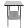 image:imageFlash Furniture 48x24 in Stainless Steel Prep Table  NSF Certified 18 Gauge Galvanized Steel Adjustable Undershelf24 x 48 with Backsplash