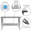 image:imageFlash Furniture 48x24 in Stainless Steel Prep Table  NSF Certified 18 Gauge Galvanized Steel Adjustable Undershelf24 x 48 without Backsplash